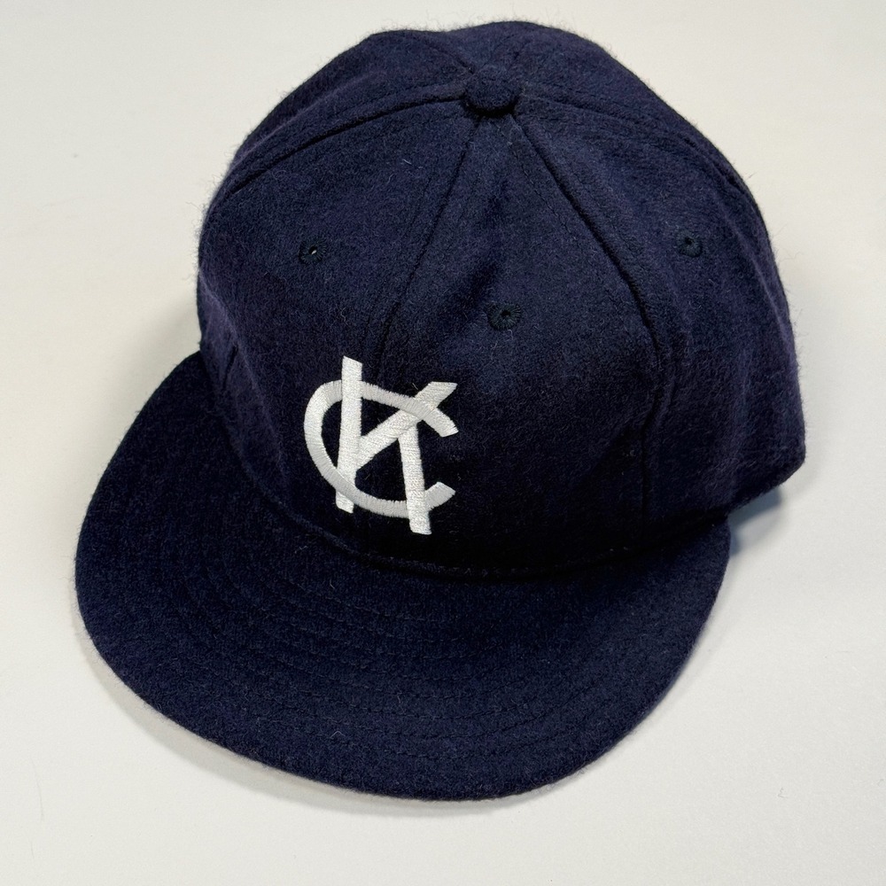 Ebbets Field Flannels Kansas City Katz Navy Wool Fitted Baseball Cap Hat 7 3/8 - Picture 2 of 6